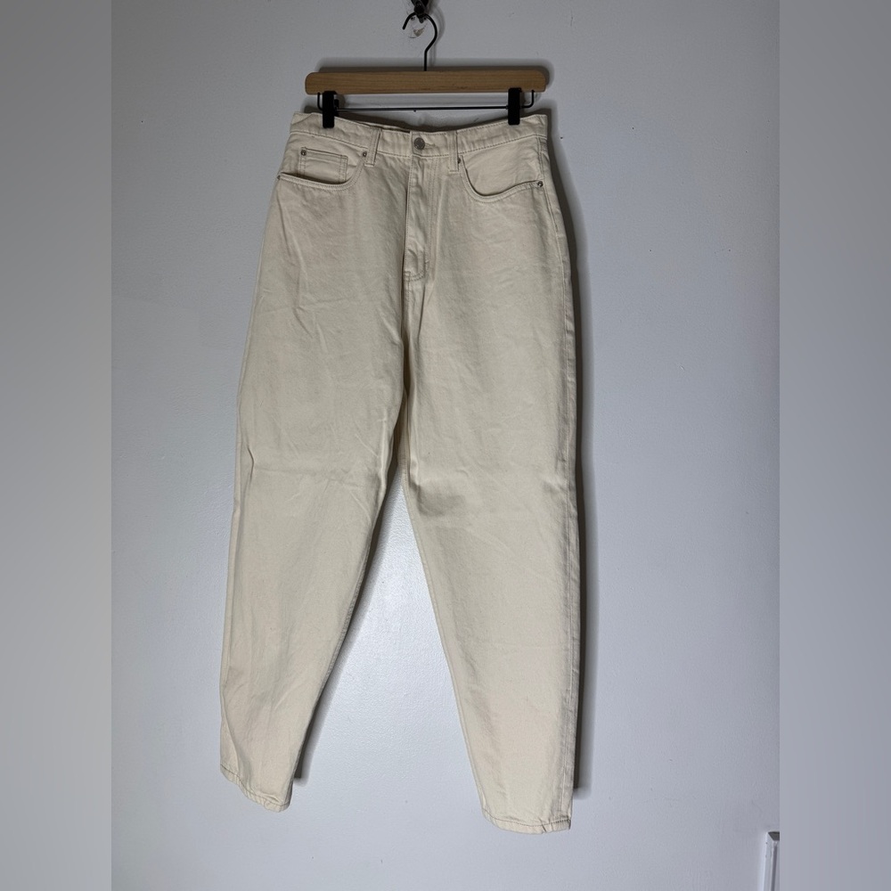 weworewhat Jeans Washed‎ Ivory Ultra High Rise Balloon Leg Tapered Denim Size 30